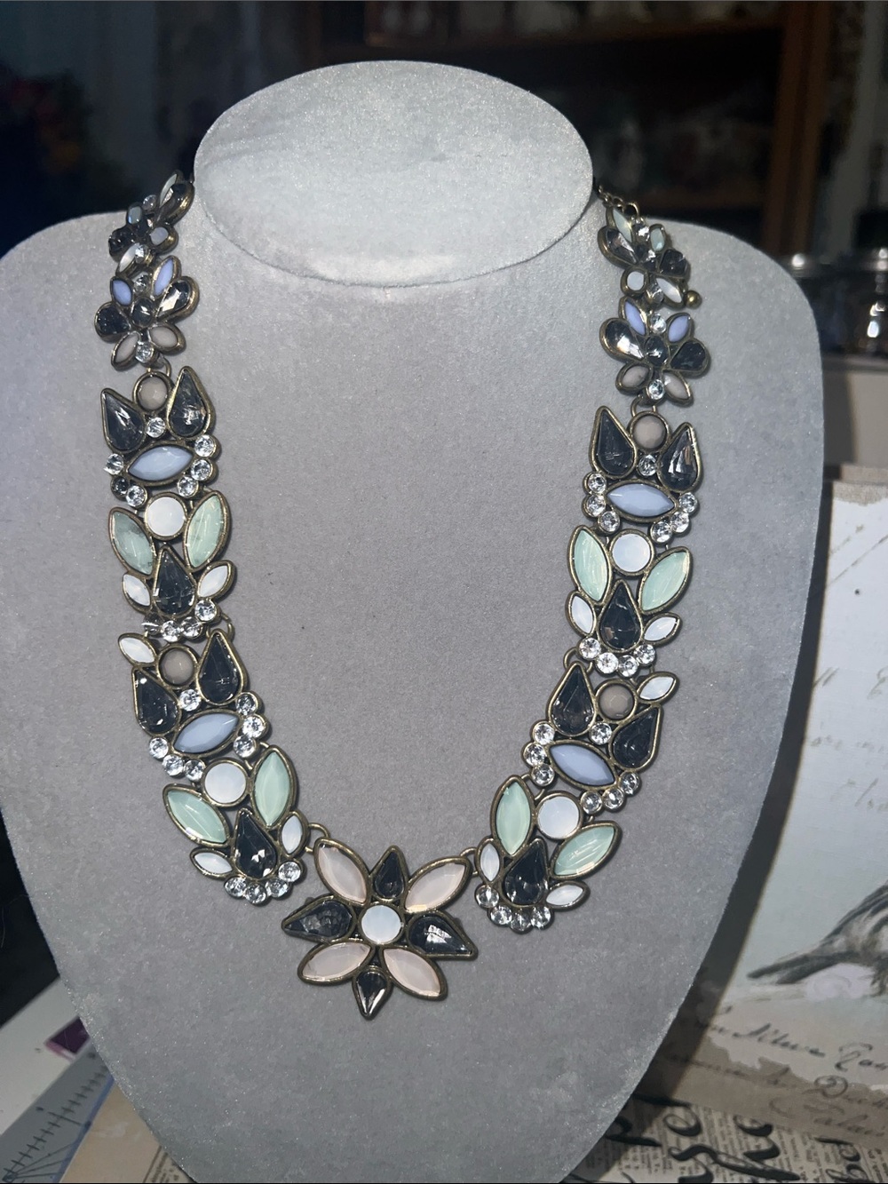 J. crew Crystal Flower statement necklace.